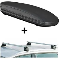 VDP Dachbox VDPMAA460 460Ltr schwarz matt abschließbar + Dachträger CRV107A kompatibel mit Renault Grand Scenic (5 Türer) ab 2017