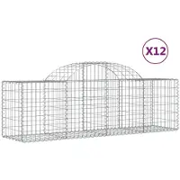 vidaXL Möbel Gabionen-Hochbeet - Blumenkasten - mit Hochbogen 12er-set - multifunktional& Moderne - 200x50x60/80 cm Verzinktes Eisen - Beete Einfacher Aufbau CLORIS2167865
