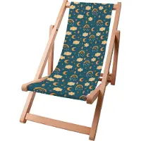 Dreamroots Kinder Liegestuhl klappbar Holz, bis zu 130 kg, Sonnenliege klappbar mit 3-stufiger Neigungsregulierung der Rückenlehne, Sky and Moon