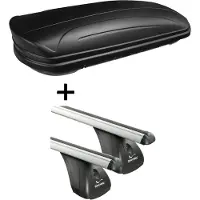 VDP Dachbox VDPMAA320 320Ltr abschließbar schwarz matt + Alu Dachträger Aurilis kompatibel mit für Peugeot 508 (4Türer) ab 2011