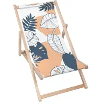 Dreamroots Liegestuhl klappbar Holz bis zu 130 kg, Sonnenliege klappbar mit 3-stufiger Neigungsregulierung der Rückenlehne, Linear Tropical Monstera