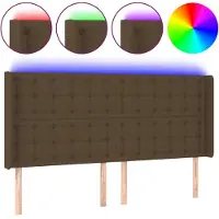 Syfax LED Kopfteil Dunkelbraun 203x16x118/128 cm Stoff
