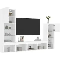 vidaXL 4-tlg. Wohnwand mit LED-Beleuchtung Weiß Holzwerkstoff 3216647