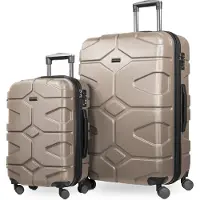 Hauptstadtkoffer X-Kölln - 2er Koffer-Set erweiterbare Trolleys, robuste Hartschale ABS, Handgepäck + Aufgabegepäck Reisekioffer, TSA, (S & L),Gold