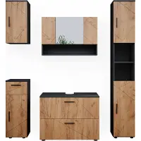 Vicco Badmöbel-Set Irma Goldkraft Eiche/Anthrazit 5 Teile, Model 39598