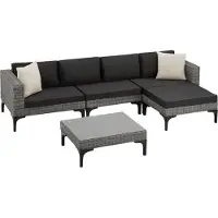 TecTake Rattan Lounge Konstanza mit Aluminiumgestell hochwertiges Geflecht