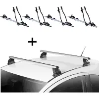 VDP 4x Fahrradträger SAGITTAR + Dachträger EVO ALU kompatibel mit für Mazda 6 (GH) 4 Türer 2007-2012