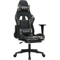 Syfax Gaming-Stuhl mit Fußstütze Schwarz und Tarnfarben Kunstleder