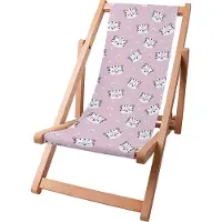 Dreamroots Kinder Liegestuhl klappbar Holz, bis zu 130 kg, Sonnenliege klappbar mit 3-stufiger Neigungsregulierung der Rückenlehne, Cute Tiger Paws