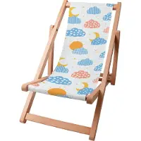 Dreamroots Kinder Liegestuhl klappbar Holz, bis zu 130 kg, Sonnenliege klappbar mit 3-stufiger Neigungsregulierung der Rückenlehne, Cute Sky