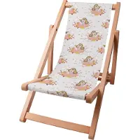 Dreamroots Kinder Liegestuhl klappbar Holz bis zu 130 kg, Sonnenliege klappbar mit 3-stufiger Neigungsregulierung der Rückenlehne,Happy Girl in plane