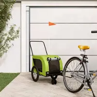 Prolenta Maison Exclusive - Fahrradanhänger Hunde Grün und Schwarz Oxford-Gewebe & Eisen