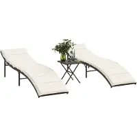 vidaXL Sonnenliegen 2 Stk. - Hohe Qualität - mit Tisch Braun Poly Rattan - Gartenliegen CC22391