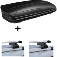 VDP Dachbox VDPMAA320 320Ltr abschließbar schwarz matt + Dachträger CRV107 kompatibel mit VW Tiguan (5 Türer) ab 2016