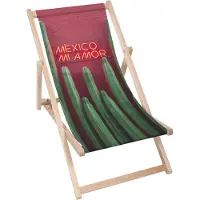 Dreamroots Liegestuhl klappbar Holz, Buchenholz bis zu 130 kg, Sonnenliege klappbar mit 3-stufiger Neigungsregulierung der Rückenlehne, Mexico Mi Amor