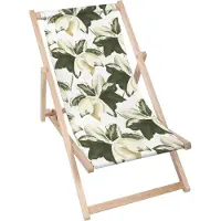 Dreamroots Liegestuhl klappbar Holz, bis zu 130 kg, Sonnenliege klappbar mit 3-stufiger Neigungsregulierung der Rückenlehne, Botanical Leaves