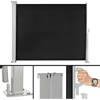 Melko Seitenmarkise 160x300 cm schwarz, ausziehbar mit Kassette, UV- & wasserabweisend