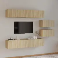 vidaXL "Rabatt" 6-tlg. TV-Schrank-Set - Hängend Wohnwand Modern - Sonoma-Eiche Holzwerkstoff - TV-Schränke CC3885