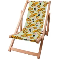 Dreamroots Kinder Liegestuhl klappbar Holz,bis zu 130 kg, Sonnenliege klappbar mit 3-stufiger Neigungsregulierung der Rückenlehne, Orange Tiger Roar