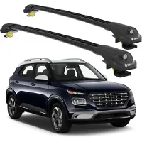 TURTLE DACHTRÄGER AIR-1 HYUNDAI VENUE QX 2020 - 2024 (Raised Rails) , Schwarz