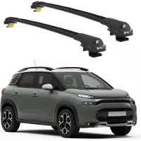 TURTLE DACHTRÄGER AIR-1 CITROEN C3 AIRCROSS 2018 - 2024 Raised Rails , Schwarz