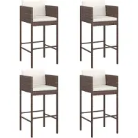 vidaXL Barhocker 4 Stk. mit Kissen Braun Poly Rattan