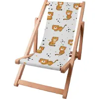 Dreamroots Kinder Liegestuhl klappbar Holz, bis zu 130 kg, Sonnenliege klappbar mit 3-stufiger Neigungsregulierung der Rückenlehne, Baby Tiger