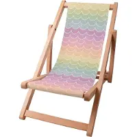 Dreamroots Kinder Liegestuhl klappbar Holz bis zu 130 kg, Sonnenliege klappbar mit 3-stufiger Neigungsregulierung der Rückenlehne, Rainbow Fish Scale