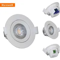 Braytron 1x LED Einbaustrahler Schwenkbar inkl. 5W LED Leuchtmittel Warmweiß 380lm 230V eingebauter Trafo Spot Strahler Deckenleuchte Rund Weiß