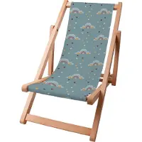 Dreamroots Kinder Liegestuhl klappbar Holz bis zu 130 kg, Sonnenliege klappbar mit 3-stufiger Neigungsregulierung der Rückenlehne, Rainbow and Hearts