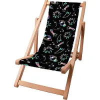 Dreamroots Kinder Liegestuhl klappbar Holz bis zu 130 kg, Sonnenliege klappbar mit 3-stufiger Neigungsregulierung der Rückenlehne, Neon Galaxy