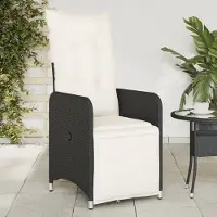 vidaXL "im Angebot" Gartensessel mit Kissen 2 Stk. - bis 150 kg - Verstellbar Schwarz Poly Rattan - Stapelsessel CC16828