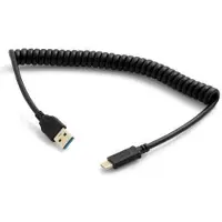 System-S USB Kabel Typ A 3.0 (Male) auf USB Typ C 3.1 (male) Spiralkabel 40-60 cm