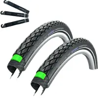 Schwalbe 2 x Marathon Eco G-Guard Fahrradreifen 28 x 1 1/2 (40-635) Schwarz/Reflex inkl. Reifenheber