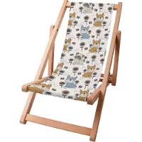 Dreamroots Kinder Liegestuhl klappbar Holz bis zu 130 kg, Sonnenliege klappbar mit 3-stufiger Neigungsregulierung der Rückenlehne, Dogs and Flowers