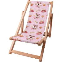Dreamroots Kinder Liegestuhl klappbar Holz, bis zu 130 kg, Sonnenliege klappbar mit 3-stufiger Neigungsregulierung der Rückenlehne,Funny Dog with Bone