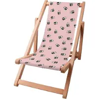 Dreamroots Kinder Liegestuhl klappbar Holz, bis zu 130 kg, Sonnenliege klappbar mit 3-stufiger Neigungsregulierung der Rückenlehne, Panda