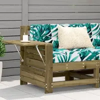 vidaXL Möbel Gartensofa mit Armlehne und Beistelltisch Kiefernholz - Gartenstühle &39089