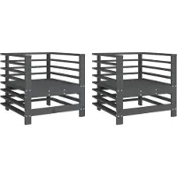 vidaXL Gartenstühle 2 Stk. Grau Massivholz Kiefer
