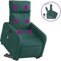 Syfax Massagesessel mit Aufstehhilfe Dunkelgrün Stoff