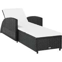 Syfax Sonnenliege mit Cremeweißer Auflage Poly Rattan Schwarz