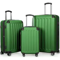 Hauptstadtkoffer - Spree - Kofferset 3tlg Hartschalenkoffer Reisekoffer mit Erweiterung Trolley-Set, TSA, 4 Rollen, S M & L,Grün