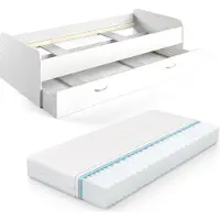 VitaliSpa Ausziehbett Enzo Weiß 90x200 cm mit Matratze, Model 28005