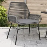 vidaXL Design Gartenstühle 2 Stk. mit Kissen Grau Poly Rattan, Gartenstühle 2024 Neu