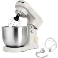 Berlinger Haus Multifunktionale Kchenmaschine 1500W, 5L, Edelstahl, Antihaftbeschichteter Haken und Schneebesen, 6 Geschwindigkeiten, Leiser Motor, Elegantes Design, Mattcreme