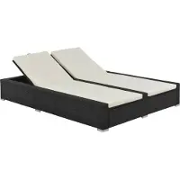 vidaXL "im Angebot" Doppel-Sonnenliege - 2-Personen-Liegestuhl - für den Garten - Poly Rattan Schwarz - Gartenliegen CC19948
