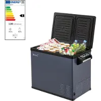 In.tec® Autokühlschrank ‘Alberona’ Kompressor-Kühlbox tragbar Stahl 45 L Blaugrau
