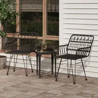 vidaXL "im Angebot" Gartenstühle 2 Stk. - bis 150 kg - mit Armlehnen Schwarz 56x64x80 cm PE-Rattan - Stapelsessel CC8319
