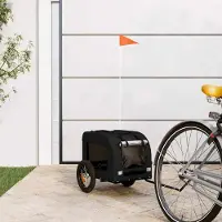 vidaXL Möbel Fahrradanhänger Hunde Schwarz Oxford-Gewebe und Eisen - Fahrradanhänger &32242
