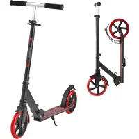 StarTech.com Tretroller für Kinder ab 8 Jahren - Cityroller Scooter 2 Räder - Höhenverstellbarer Lenker - Rutschfestes Trittbrett - Klappbar - Belastbar bis 100 kg - Leicht - Schwarz/Rot